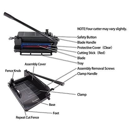 Heavy Duty Guillotine Paper Cutter - 400 Sheets Capacity, A4 12" Stack Paper Trimmer, Steel Base, Black - size: A4-12'' PAPER CUTTER
