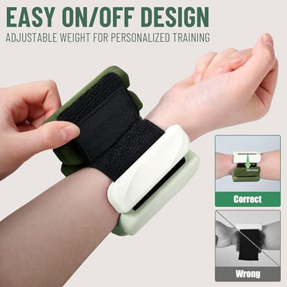 Ankle Wrist Weights for Women 2lbs/4lbs Pairs Adjustable Silicone Weights - color: Gradient Green, size: 2 lbs Pair (1 lb Each)