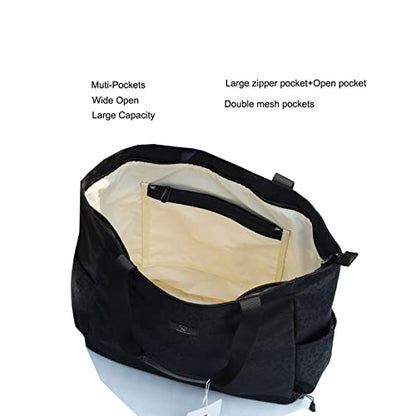 ESVAN Yoga Mat Bag Yoga Tote Carrier Shoulder Bag Carryall Tote for Office,Yoga,Pilates,Travel,Beach and Gym - color: A Black