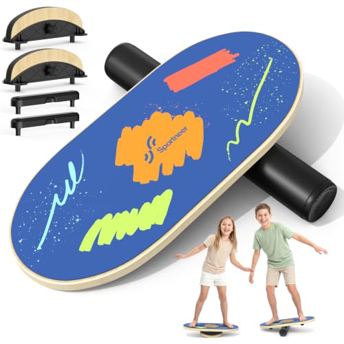 Sportneer Kids Balance Board, 4-Mode Adjustable Balance Trainer - color: Brush Blue