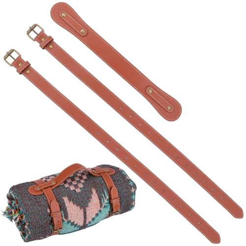 Portable PU Leather Handle Belt Rug Carrier Leather Picnic Blanket Carry Strap Brown Outdoor Motorcycle Bedroll Adjustable Yoga Mat Strap Holder for Carpet Home Camping Travel Beaches - style: style 2
