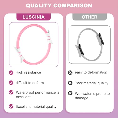 Luscinia Pilates Kit,Home Pilates Ring Kit for Women,Pilates Equipment Ring and Ball Set with Pilates Ring, Pilates Ball, Resistance Bands, Figure 8 Band & Accessories Pilates Starter Kit - color: Pink