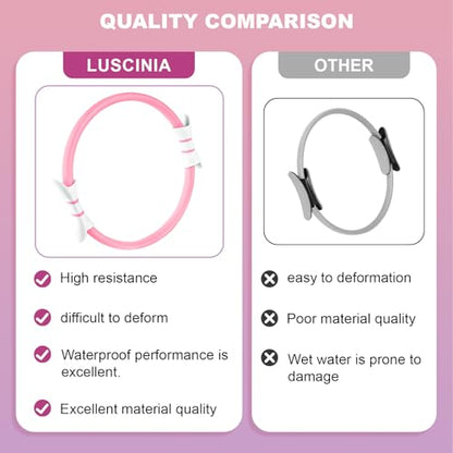 Luscinia Pilates Kit,Home Pilates Ring Kit for Women,Pilates Equipment Ring and Ball Set with Pilates Ring, Pilates Ball, Resistance Bands, Figure 8 Band & Accessories Pilates Starter Kit - color: Pink