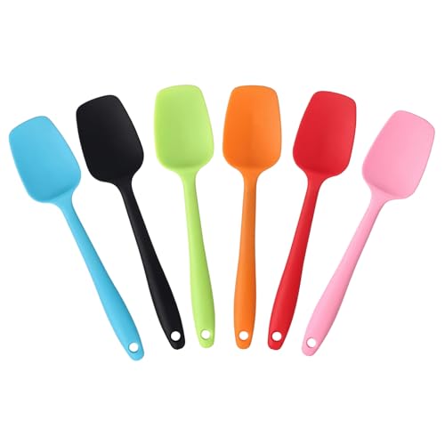 6 Pack Small Silicone Spatula - Small Rubber Spatula for Baking and Cooking Heat Resistant Non-Stick Spoon Spatula for Scraping Mixing Spreading