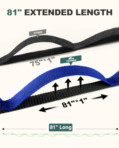 Trideer Stretching Strap with Loops & Leg Lifter, Non-Elastic PT Strap | Leg Lifter Mobility Aid, Non-Elastic PT Stretching Strap, Multi-Loop Grip Control, Home Recovery Support - color: Black & Blue