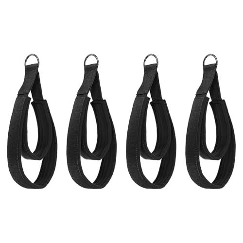 Pilates Double Loop Strap, D-Ring Padded Fitness Strap Pilates Handle Exercise - color: Black