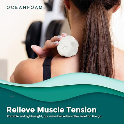 Oceanfoam Travel & Quick Relief Foam Roller Kit – Compact Firm Foam Roller & Massage Ball for Muscle Rolling, Gym, Travel, Office & On-the-Go Use (Natural)