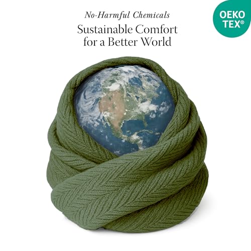 Threadmill Luxury 100% Cotton Twin Herringbone Blanket, Olive | All-Season Thermal Throw Blanket, Soft & Breathable, Cozy Moisture-Wicking, OEKO-TEX Certified, Machine Washable, 68x92 in - color: Olive, size: Twin (68" x 92")