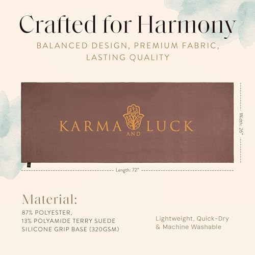 KARMA AND LUCK Sacred Harmony Yoga Towel, Absorbent, Non-Slip Hot Yoga Mat Towel, Silicone Grip & Soft Terry Suede for Mindful Movement & Spiritual Alignment, 26” x 72” - color: Sacred