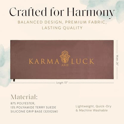 KARMA AND LUCK Sacred Harmony Yoga Towel, Absorbent, Non-Slip Hot Yoga Mat Towel, Silicone Grip & Soft Terry Suede for Mindful Movement & Spiritual Alignment, 26” x 72” - color: Sacred