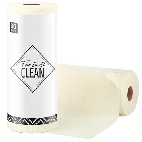 Fantasticlean Microfiber Cleaning Cloth Roll- 30 Sheets, 12" x 12" (Beige) - color: Beige, size: 30 pack