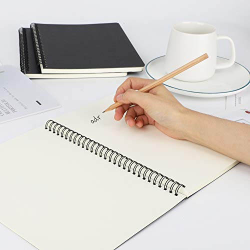 EUSOAR Blank Notebook Journal, B5 3 packs 7.3"x10.2" Black Hardcover Spiral Plain Travel Writing Notebooks, Notepad Sketchbook, Students College Office Business Subject Diary Spiral Book Journal - color: Black, size: B5-3 Packs