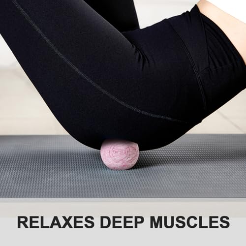 Massage Lacrosse Ball, 2.5 Inch Firm Solid Rubber Deep Tissue Ball for Myofascial Release, Plantar Fasciitis & Muscle Knot Relief, for Foot, Glutes, Shoulder Blades, Calves, 1 Count Pink - color: Pink