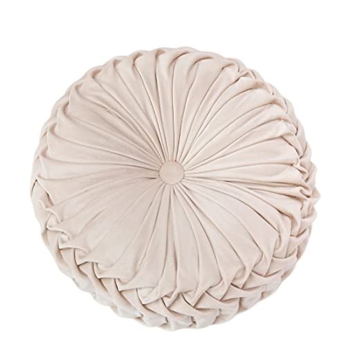 Baiyuruodie Round Velvet Pillow, Sofa Bed Bedroom Decorative Throw Pillow (38cm, Creamy-White) - color: Creamy-white, size: 1 Count (Pack of 1)