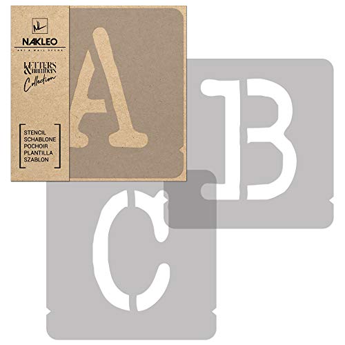 NAKLEO 42 Pcs Letters & Numbers Plastic Stencils for Crafts Reusable 2.8 Inch, Letter for Painting, Alphabet, Template Art, Wall, Wood, Fabric - Typewriter Capital - color: Typewriter – Capital, size: 2.8" x 2.8"