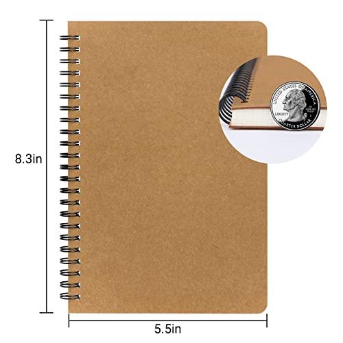 EUSOAR Hard Cover Spiral Notebook, A5 3Pack 5.5"x8.3" 120 Pages Graph Spiral Notebook Journals, Wirebound Journal Sketch Notebook for Math and Science Students Engineering Artist Drawing - color: Kraft, size: A5