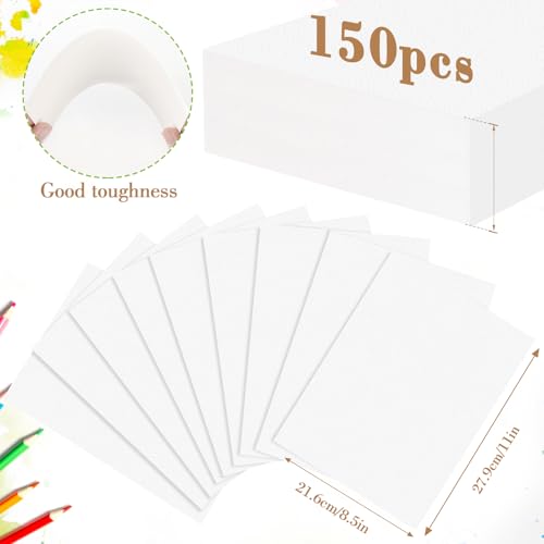 150PCS 8.5x11 Watercolor Paper Bulk, 140lb/300g Cold Press Thick Water Color Paper Pad for Child Adult, White Art Paper for Drawing Painting Markers Gouache, Textured Cotton Paper Sheets - color: White-150pcs, size: 8.5x11