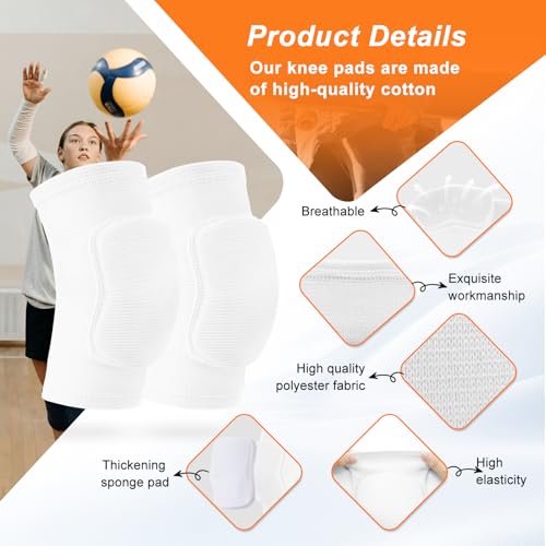HISFFOG Volleyball Knee Pads for Dancers, Soft Breathable Knee Pads for Men Women Youth Girls Kids Knees Protective, Knee Braces for Volleyball Football Dance Yoga Wrestling Running Cycling - color: White, size: Small