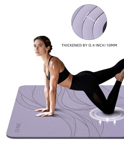Large Yoga Mat (75.5"x47.6"x0.4"）Extra Wide & Thick 10mm | Non-Slip Exercise Mat, High-Density TPE Mat for Yoga Pilates & Home Gym Workouts - color: Purple