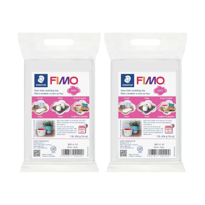 FIMO Soft Oven Bake White Clay, 1lb (2 Pack) - size: 2 lb block