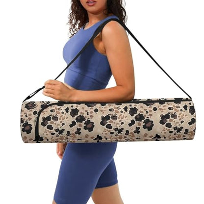 Yoga Mat Bag for Women & Men Full-Zip Yoga Mat Carrier Bag for Class Workout Park with Adjustable Strap - color: Cow Spot Print