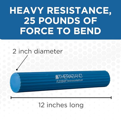 THERABAND FlexBar, Flex Bar, Physical Therapy, Tennis Elbow, Blue | Flex therapy bar for physical therapy, wrist and forearm exercise, with non slip grip and compact design - color: Blue - Heavy, style: Original