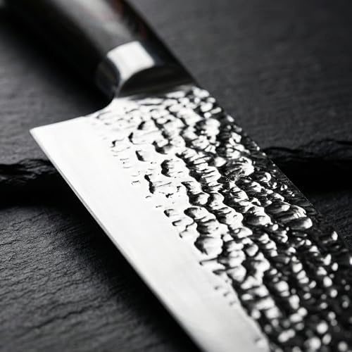 imarku Nakiri Knife 7 Inch, Japanese High Carbon Stainless Steel Chopper | Flat-edge blade creates clean, even vegetable and meat cuts, ergonomic handle supports daily chopping and meal preparation - color: Black with Espresso Brown