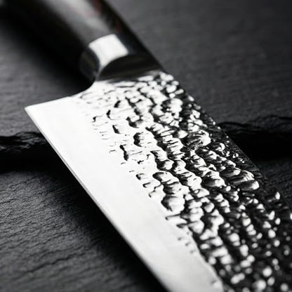 imarku Nakiri Knife 7 Inch, Japanese High Carbon Stainless Steel Chopper | Flat-edge blade creates clean, even vegetable and meat cuts, ergonomic handle supports daily chopping and meal preparation - color: Black with Espresso Brown