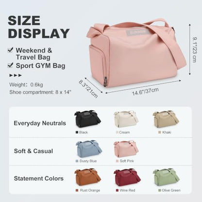 Womens Mini Gym Bag with Shoe Compartment 20L, Soft Pink - color: Soft Pink
