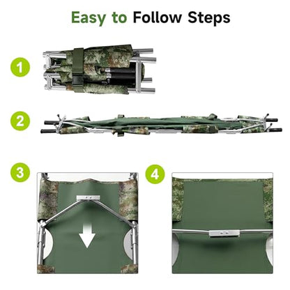 Folding Stretcher for Medical Emergency with Heavy Duty Handles - color: Camo
