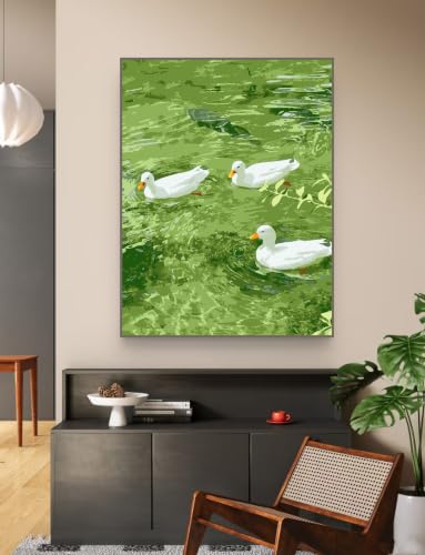 ZRIZQ Paint by Numbers Kit for Adults Beginner,Duck Summer,16x20 | Full set with rich paints,wooden brushes,rolled canvas.Calming,screen-free pastime.Beginner friendly.Just open and paint. - color: 16"X20"Rolled Canvas(Frameless)-Duck 2