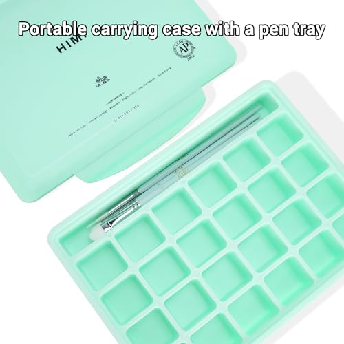 HIMI Gouache Paint Set, 24 Colors x 30ml Unique Jelly Cup Design with 3 Paint Brushes and a Palette in a Carrying Case, Non-Toxic Gouache Paint Perfect for Artists, Students(Green) - color: Green