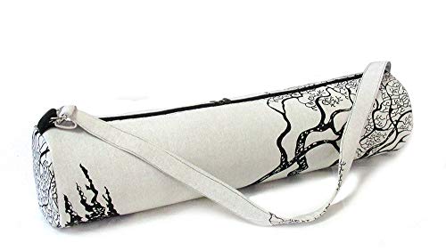 INDIAN CRAFT CASTLE ICC Yoga Mat Bag Carrier Full-Zip Exercise Yoga Mat Carry Bag for Women Men with Multi-Functional Storage Pockets and Adjustable Shoulder Strap 26X6 Inches - style: Black and White Tree