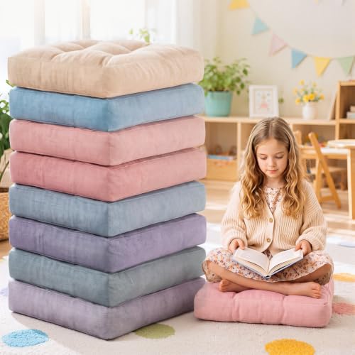 Juexica 8 Pack Floor Cushions for Kid 3.5",Morandi,Square - color: Morandi, style: Square