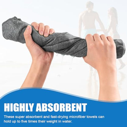 Microfiber Travel Body Towel Quick Dry Lightweight Yoga Mat Beach Swimming Pool Camping Towel (Grey, 1 Pack L(30X60 Inch) - color: Grey, size: 1 Pack L(30X60 Inch