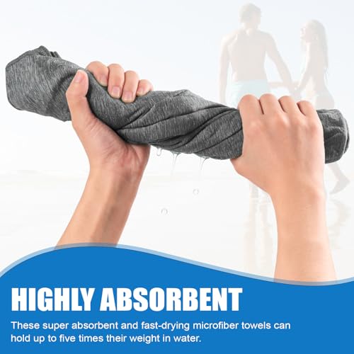 Microfiber Travel Body Towel Quick Dry Lightweight Yoga Mat Beach Swimming Pool Camping Towel (Grey, 1 Pack L(30X60 Inch) - color: Grey, size: 1 Pack L(30X60 Inch