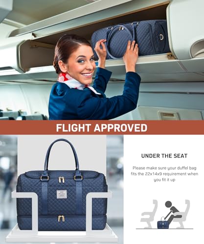 WINDARS Travel Duffle Bag, Weekender Bags for Women with Shoe Compartment, Overnight Bag with Toiletry Bag, Carry On Duffel Bags For Airplanes, Yoga Gym Duffel Bag, Navy - color: Navy
