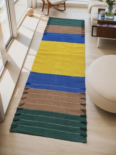Payal Rugs Cotton Yoga Mat - Eco-Friendly Hand-Woven Rug - Non Slip & Thick (24”x72”x5mm) for Yoga Everyday Fitness at Home - Comfortable Extra-Long - color: Multi 05