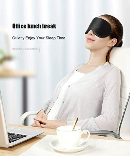 Silk Sleep Mask, Blackout Eye Mask for Sleeping with Adjustable Strap - color: Blue