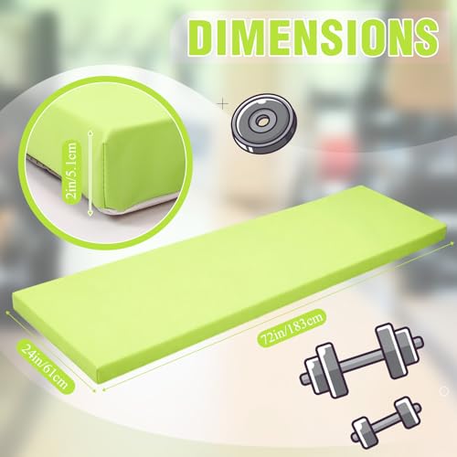 Lyrow 2 Inch Thick Yoga Mat 72x24 with Carry Strap Foam - color: Fresh Green