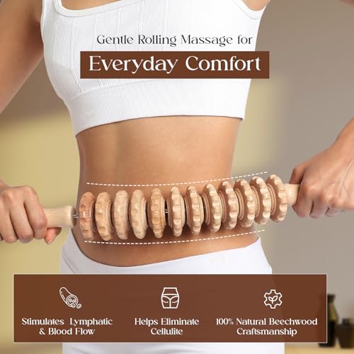 Wood Therapy Massage Tools, Lymphatic Drainage Curved Roller Stick, Neck Massager, Foam Roller, Back Scratcher, Rope Massage Kit, Back Massager for Relaxation - color: Roller & Massager