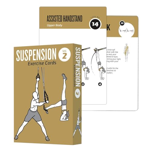 Suspension Workout Cards, 62 Exercises Cards Deck Large Size 5" x 3.5" Fitness Cards for Women & Men, Beginner Fitness Guide to Training Exercises at Home or Gym (Suspension, Vol 2) - style: Suspension Vol2