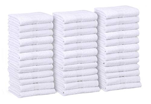 GOLD TEXTILES Bulk Pack 60 Pcs (5 Dozen) White Economy 15x25 Inches Basic Hand Towel - 2.25 lb/dz