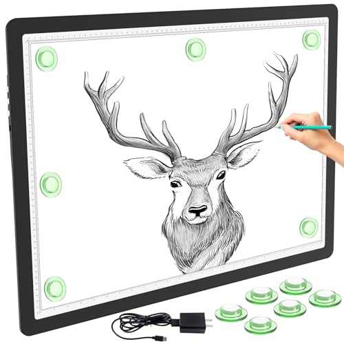 Phylosal Magnetic A2 Light Pad 25.2''x18.4'', Large 3-Color Modes Light Box, Diamond Art Light Board, Lightbox for Tracing and Drawing, USB Power Artcraft Light Table for Sketching, Weeding Vinyl - color: Black, size: A2 without Handbag