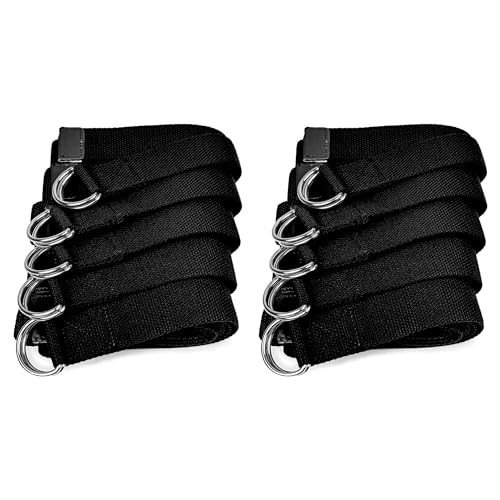 Bulk Yoga Straps, 10 Pack, 8ft, D-Ring Buckle - color: Black