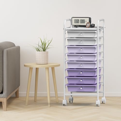 Simple Houseware 8 Drawers Rolling Utility Cart Art Craft Storage, Purple - color: Purple, size: 8 Drawers