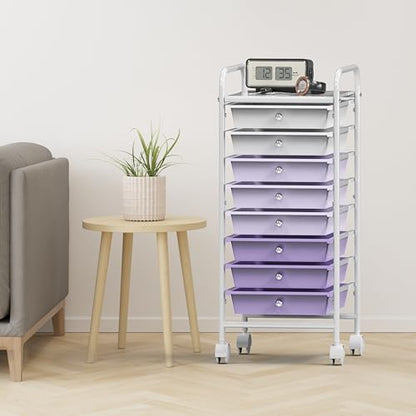 Simple Houseware 8 Drawers Rolling Utility Cart Art Craft Storage, Purple - color: Purple, size: 8 Drawers