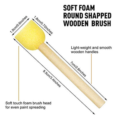 Outus 40 Pieces Round Sponge Foam Brush Set Paint Sponge Daubers with Wooden Handle Foam Stencil Brush Painting Tools for Painting Crafts - size: 0.6 Inch
