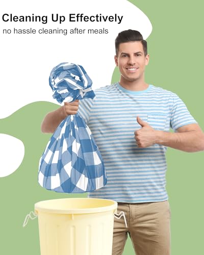Smiry 8 Packs Gingham Disposable Table Cloth, 54 x 108 Inch Waterproof Plastic Tablecloth, Rectangle Aqua and White Checkered Table Covers for Picnic, Birthday, Party - color: Aqua and White, size: 54"x108" (Pack of 8)