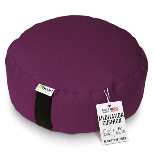 Bean Products Round Zafu Meditation Cushion, Yoga Pillow 14" Dia - Burgundy | Heavy Weight Washable Cotton Cover - Buckwheat Hull Filled Inner liner - Zen Floor Sitting Cushion - 14" Diameter - color: Burgundy, size: Round - 14"